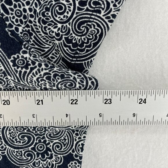 Rafaella Blouse Womens 1X Black White Paisley V Neck Cap Sleeve Knit Pullover - Picture 3 of 11